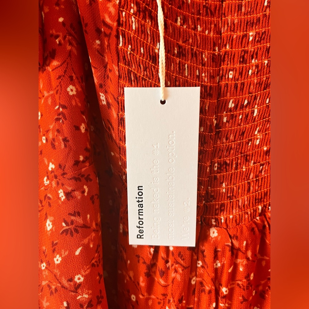 Reformation Floral Red Dress Alaina Size 6 - Picture 9 of 9
